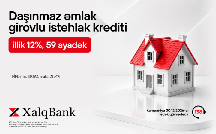 Xalq Bankdan daşınmaz əmlak girovu ilə kredit üzrə sərfəli kampaniya ®